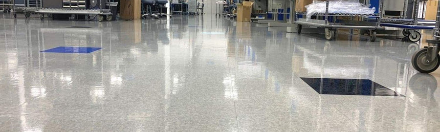 Photo of a completed conductive vinyl tile floor installation.